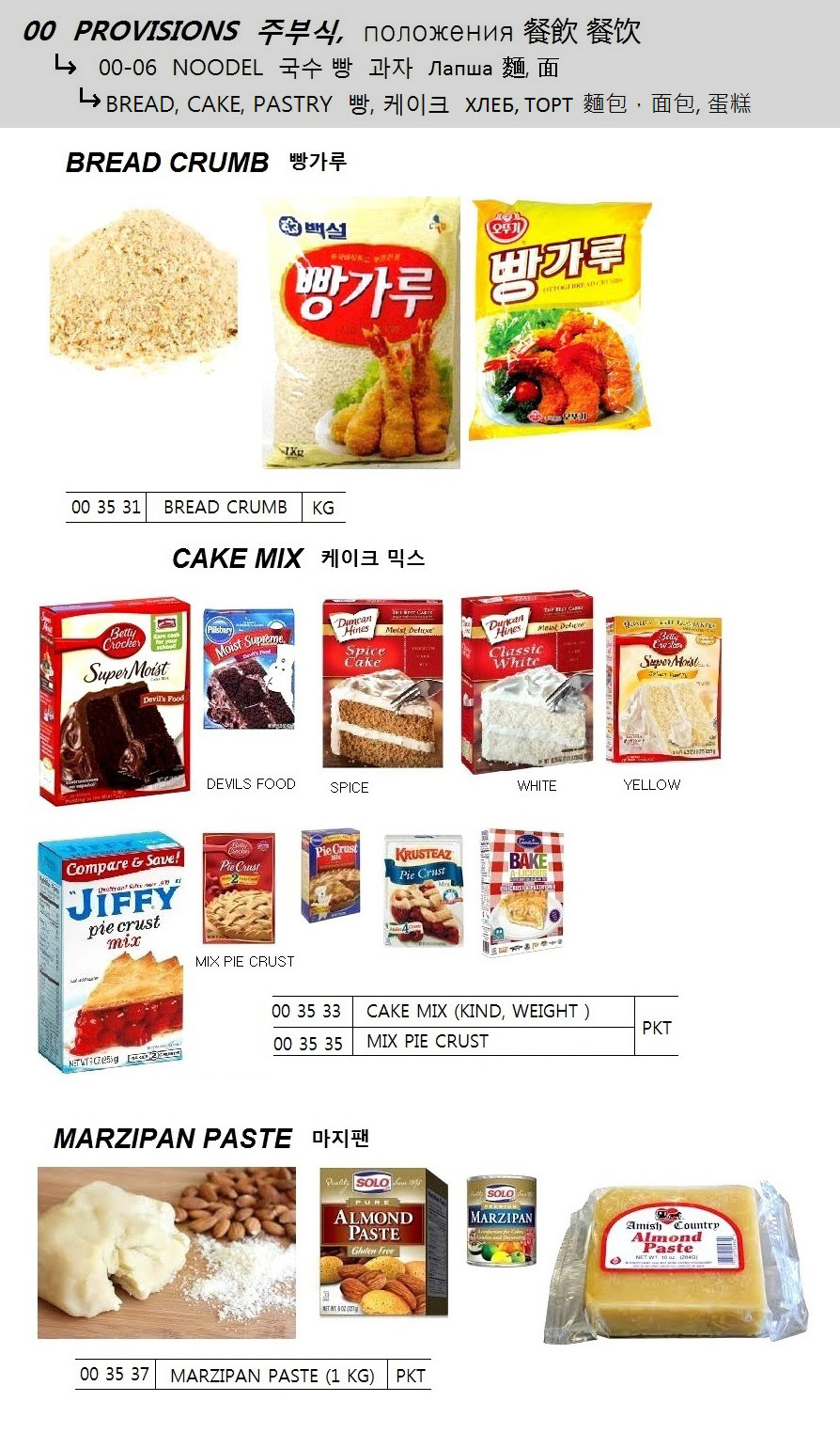 003533 CAKEMIX(KIND,WEIGHT)