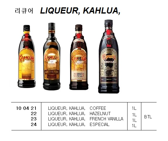 100422 LIQUEUR,KAHLUA,HAZELNUT,1L
