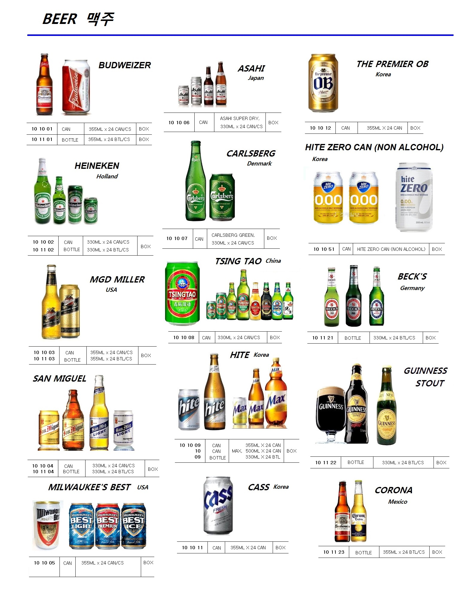 101002 BEER,HEINEKEN,330MLx24CAN/CS,HOLLAND