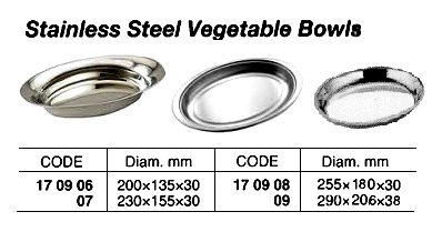 170908 ST.STEELOVALVEGETABLEBOWL,255x180MM
