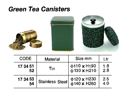 173453 JAPANESSSTYLE,ST.STEELGREENTEACANISTER,2.5LTR