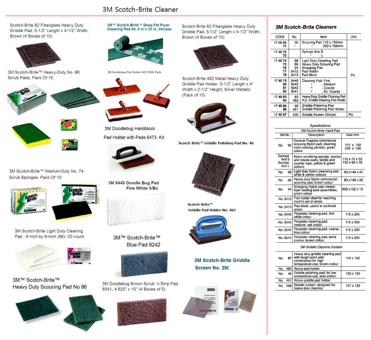 174071 SCOTCHBRITE,SCOURINGPAD3MNO.96,230x150MM