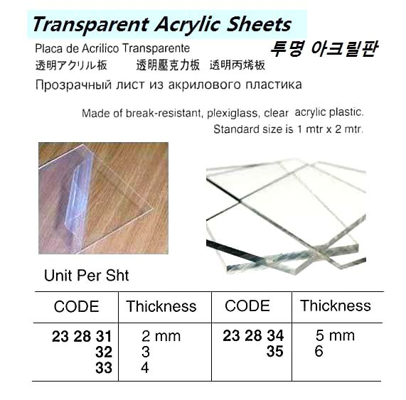 232832 TRANSPARENTACRYLSHEET,3MMx1x2MTR
