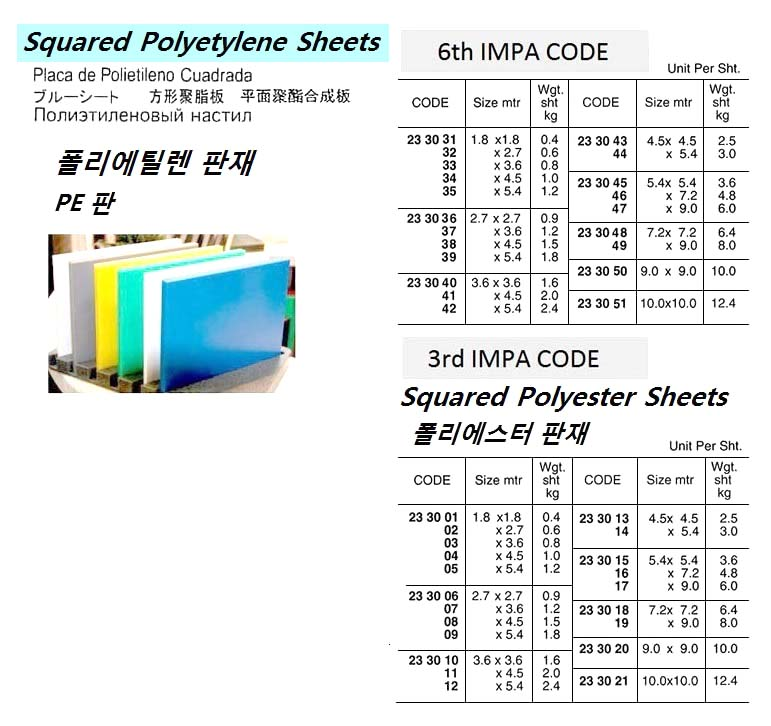 233041 SQUAREDPOLYETHYLENESHEET,3.6x4.5MTR