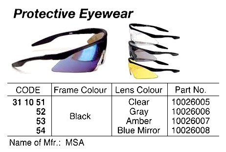 311055 REPLACEMENTLENSFORPROTECTIVEEYEWEAR,CLEAR,P.NO:10026081,MAS