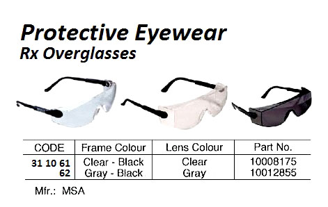 311062 PROTECTIVEEYEWEAR,RXOVERGLASS,GRAY,10012855,MSA