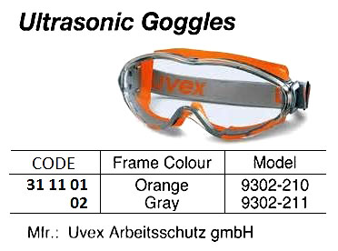 311102 ULTRASONICGOGGLES,UVEX9302,GRAYMODEL:9302-211