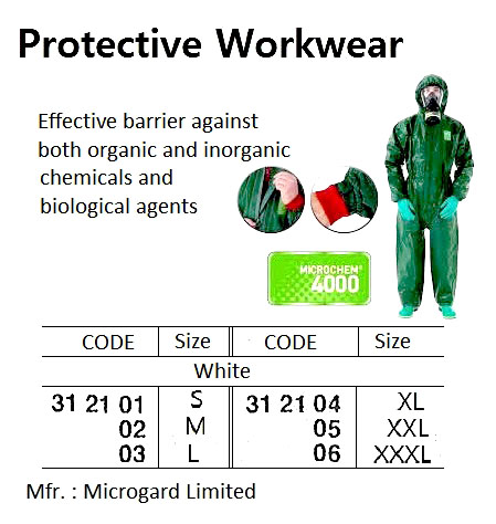 312102 PROTECTIVEWORKWEAR,MICROGARD4000,GREEN,M