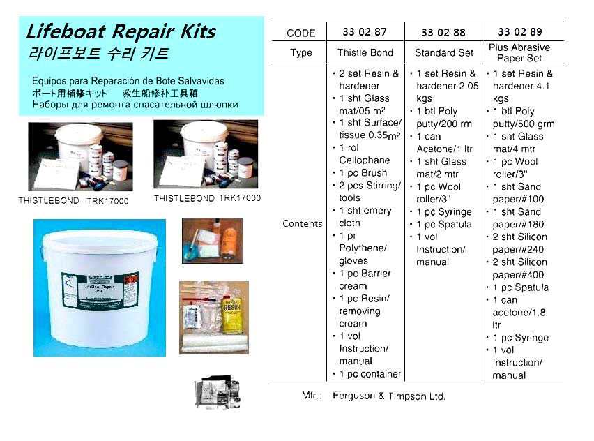 330289 LIFEBOATREPAIRKIT,BSET