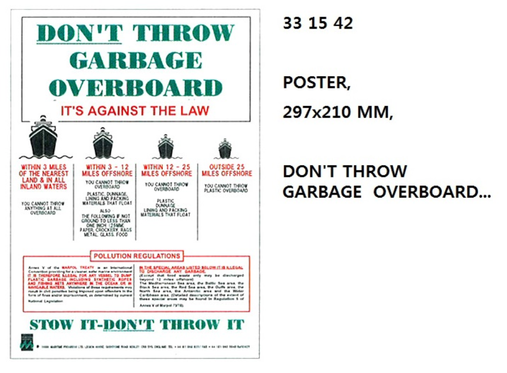 331542 POSTER,297x210MM,DON'TTHROWGARBAGEOVERBOARD...