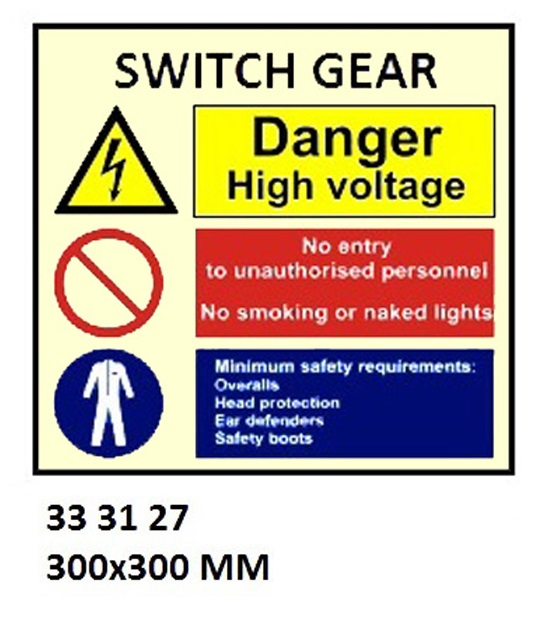 333127 SPACEIDENTIFICATIONSIGN,300x300MM,SWITCHGEAR