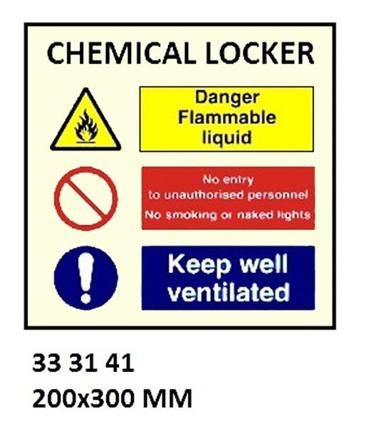 333141 COMBINATIONSIGN,200x300MM,CHEMICALLOCKER