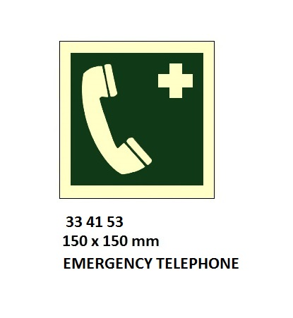 334153 SAFETYSIGN,150x150MM,EMERGENCYTELEPHONE