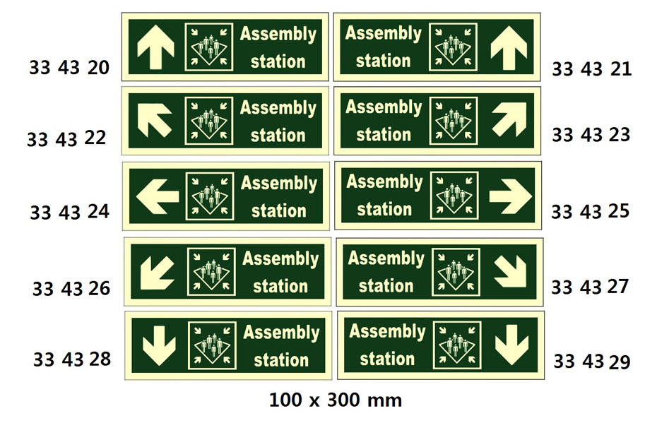 334321 DIRECTIONSIGN,100x300MM,ASSEMBLYSTATION/ARROWUP