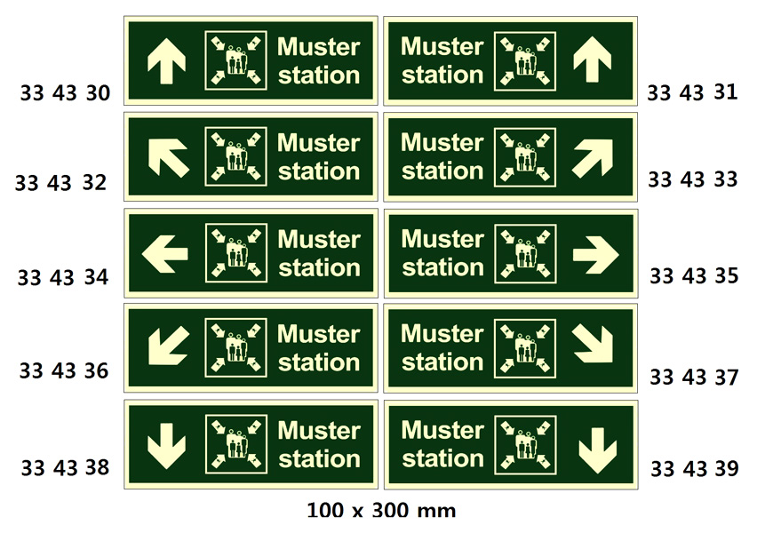 334336 DIRECTIONSIGN,100x300MM,MUSTERSTATION