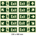 334401 DIRECTIONSIGN,150x400MM,EXIT(R)/ARROWUP