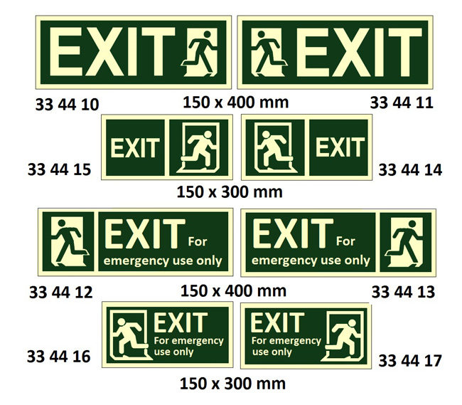 334417 DIRECTIONSIGN,150x300MM,EXITFOREMERGUSEONLY(R)