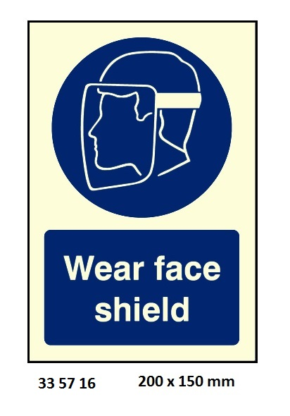 335716 MANDATORYSIGN,200x150MM,WEARFACESHIELD