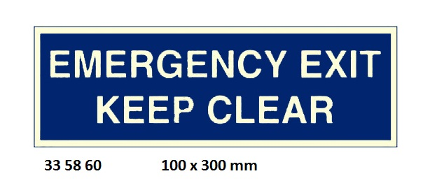335860 MANDATORYSIGN,100x300MM,EMERGENCYEXITKEEPCLEAR