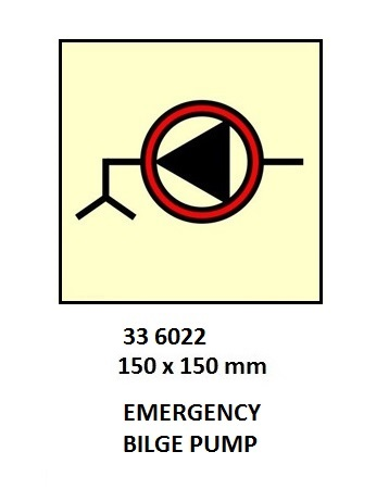 336022 FIRECONTROLSIGN,150x150MM,EMERGENCYBILGEPUMP