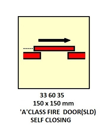 336035 FIRECONTROLSIGN,150x150MM,'A'CLASSFIREDOOR(SLD)SELFCLOSING