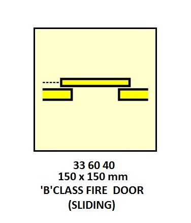 336040 FIRECONTROLSIGN,150x150MM,'B'CLASSFIREDOOR(SLIDING)