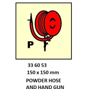 336053 FIRECONTROLSIGN,150x150MM,POWDERHOSEANDHANDGUN