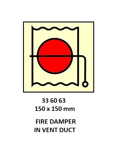 336063 FIRECONTROLSIGN,150x150MM,FIREDAMPERINVENTDUCT
