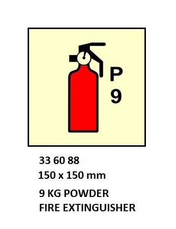 336088 FIRECONTROLSIGN,150x150MM,9KGPOWDERFIREEXTINGUISHER