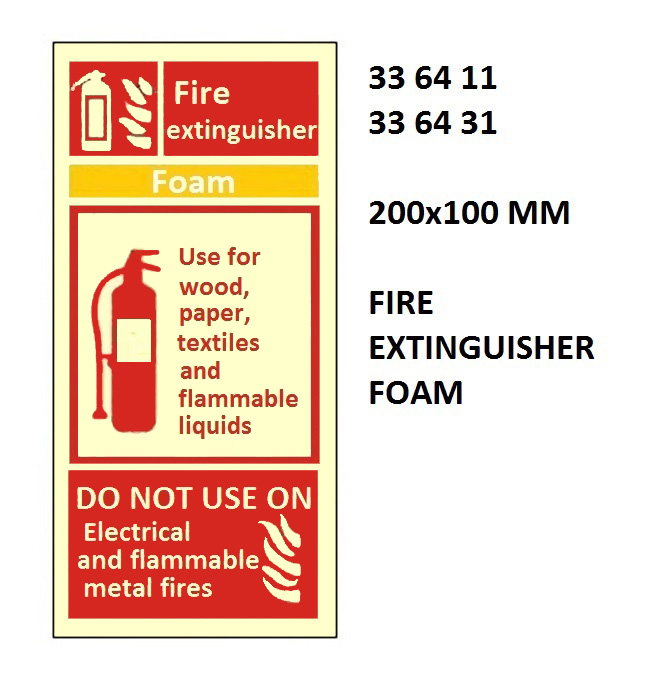 336431 FIRESIGN(RED),200x100MM,FIREEXTINGUISHERFOAM