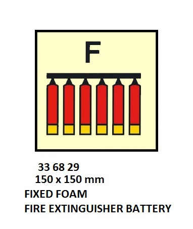 336829 FIRECONTSYMBOL,150x150MM,FIXEDFOAMFIREEXT'BATTERY
