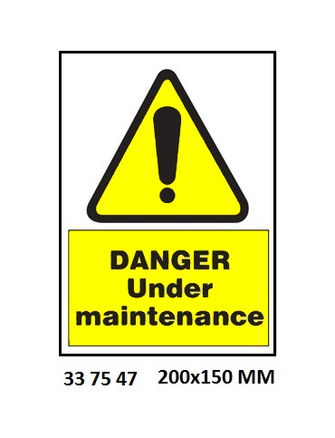 337547 HAZARDSIGN,200x150MM,DANGERUNDERMAINTENANCE