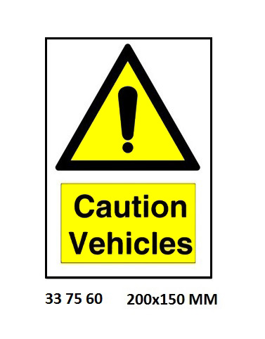 337560 HAZARDSIGN,200x150MM,CAUTIONVEHICLES