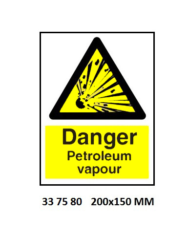 337580 HAZARDSIGN,200x150MM,DANGERPETROLEUMVAPOUR