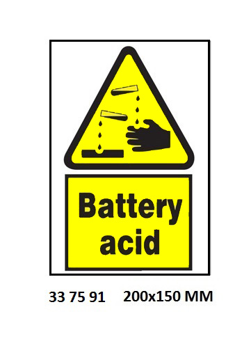 337591 HAZARDSIGN,200x150MM,BATTERYACID