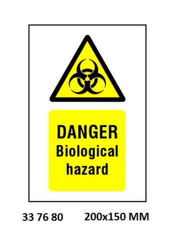 337680 HAZARDSIGN,200x150MM,DANGERBIOLOGICALHAZARD