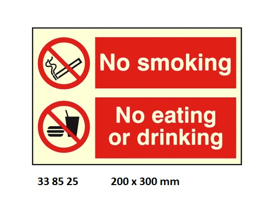 338525 ACCOMMODATIONSIGNS,200x300MM,NOSMOKING,Noeating...