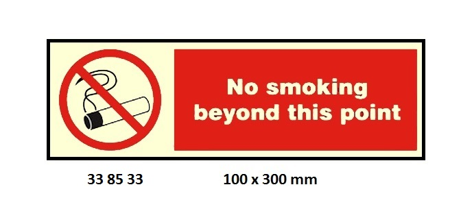 338533 PROHIBITIONSIGN,100x300MM,NOSMOKINGBEYONDTHISPOINT