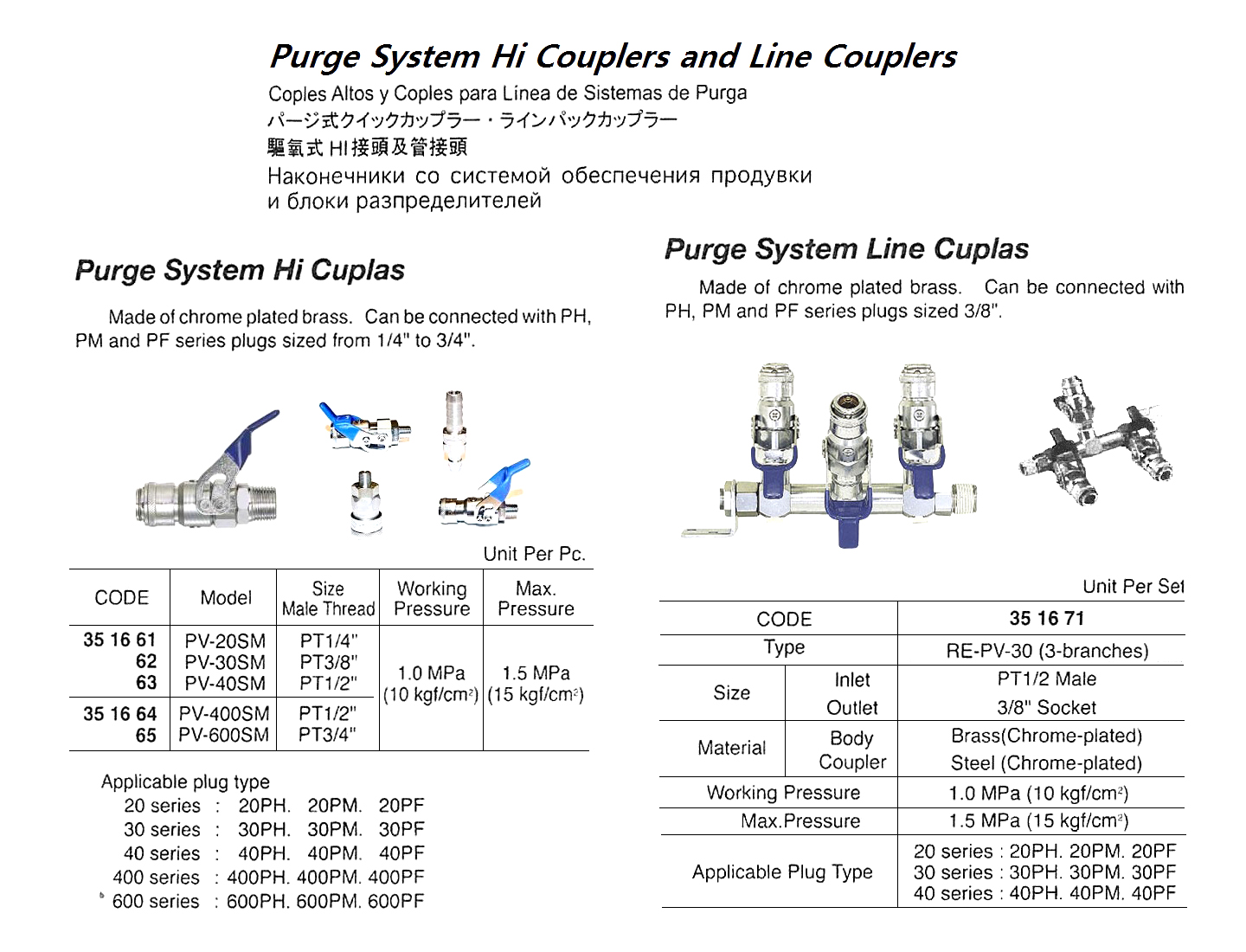 351671 PURGESYSTEMLINECUPLAS,RE-PV-30,3BRANCHES