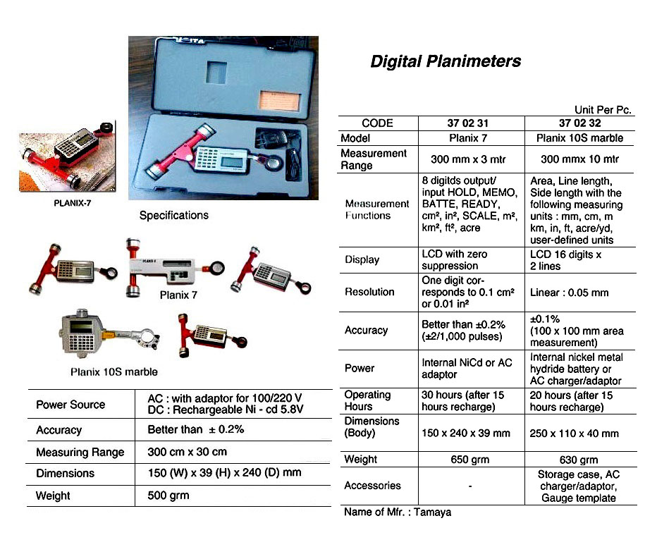 370231 DIGITALPLANIMETERWITHCASEPLANIX-7,MEASUREING:300MMX3MTR