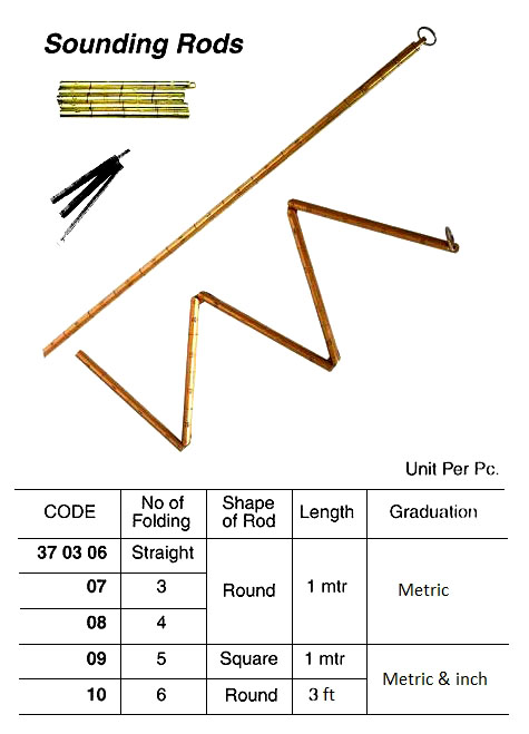 370309 5-FOLDEDSOUNDINGROD,BRASS,SQUAREMETRIC&INCH,1M
