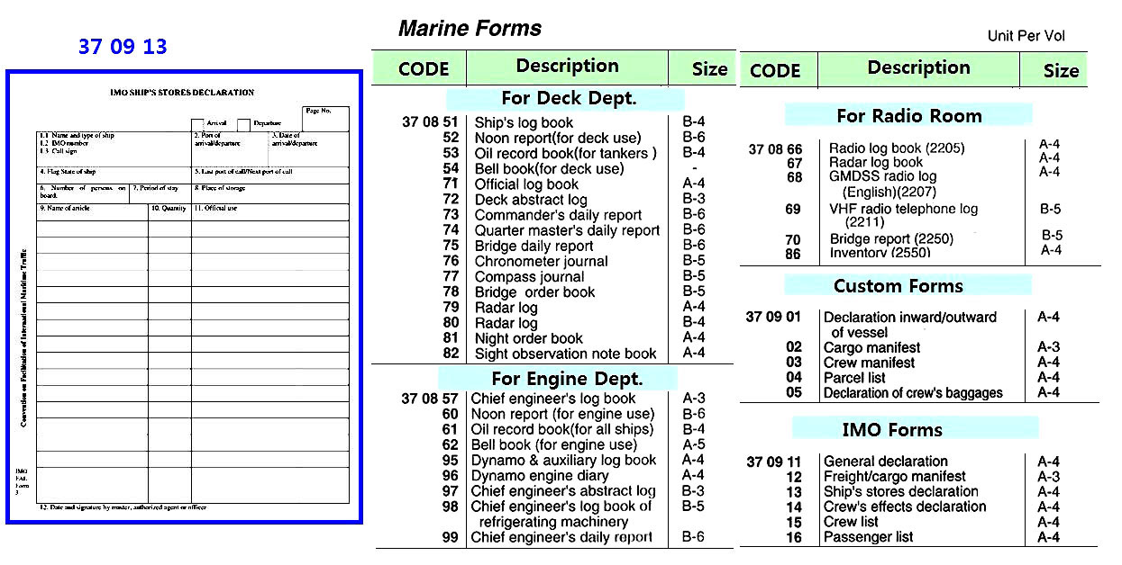 370913 IMOPUBLICATION,IMO373.E,SHIP'SSTORESDECLARATION,A-4