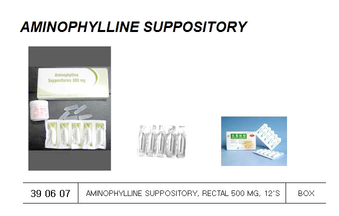 390607 AMINOPHYLLINESUPPOSITORY,RECTAL500MG,12'S