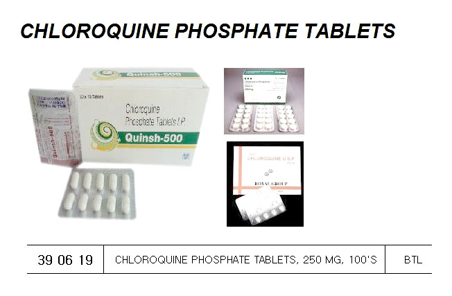 390619 CHLOROQUINEPHOSPHATETABLETS,250MG,100'S