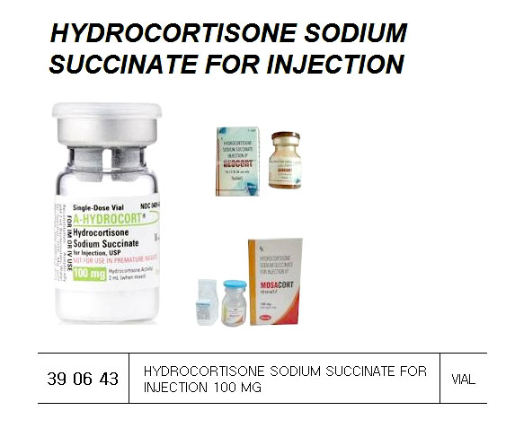 390643 HYDROCORTISONESODIUMSUCCINATEFORINJECTION100MG