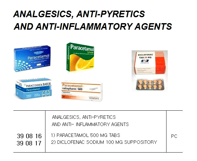 390817 ANALGESICS,ANTI-PYRETICSANDANTI-INFLAMMATORYAGENTS2)DICLOFENACSODIUM100MGSUPPOSITORY