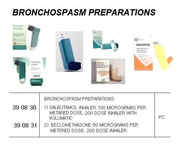 390831 BRONCHOSPASMPREPARATIONS2)BECLOMETHASONE50MICROGRAMSPERMETEREDDOSE,200DOSEINHALER