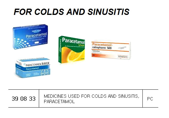 390833 MEDICINESUSEDFORCOLDSANDSINUSITIS,PARACETAMOL