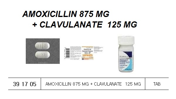 391705 AMOXICILLIN875MG+CLAVULANATE125MG