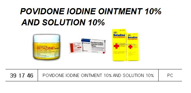 391746 POVIDONEIODINEOINTMENT10%,ANDSOLUTION10%25TO50G